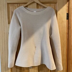Lole Cream Ribbed Crew Neck Sweater